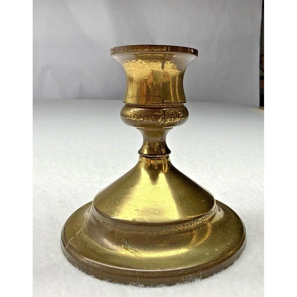 Solid Brass Candlestick Holders Set of 2 Small Taper Candle Holders Vintage